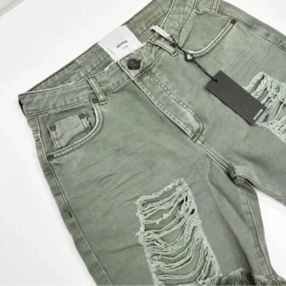 One Teaspoon Stevies Shorts Super Khaki Distressed Frayed Shorts Size 25 - Picture 3 of 7
